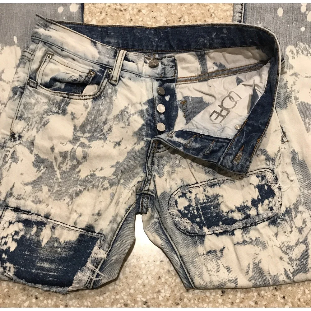 Dope Jeans Mens 28x28 Slim‎ Fit Button Fly 5-Pocket Stretch Flex Denim Blue